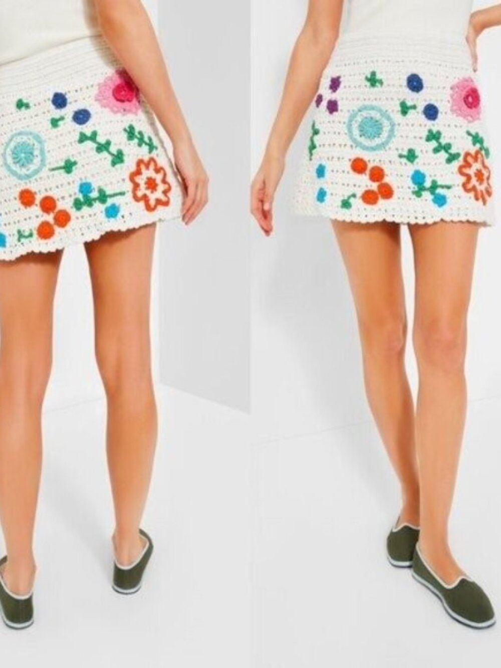 Tuckernuck Love The Label Leighton Crochet Set Ivory Floral Skirt S NWT - Picture 7 of 9